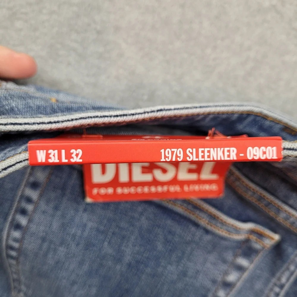 Diesel 1979 Sleenker Jeans Mens 31x32 Blue Skinny Fit Low Waist A03594-09C01